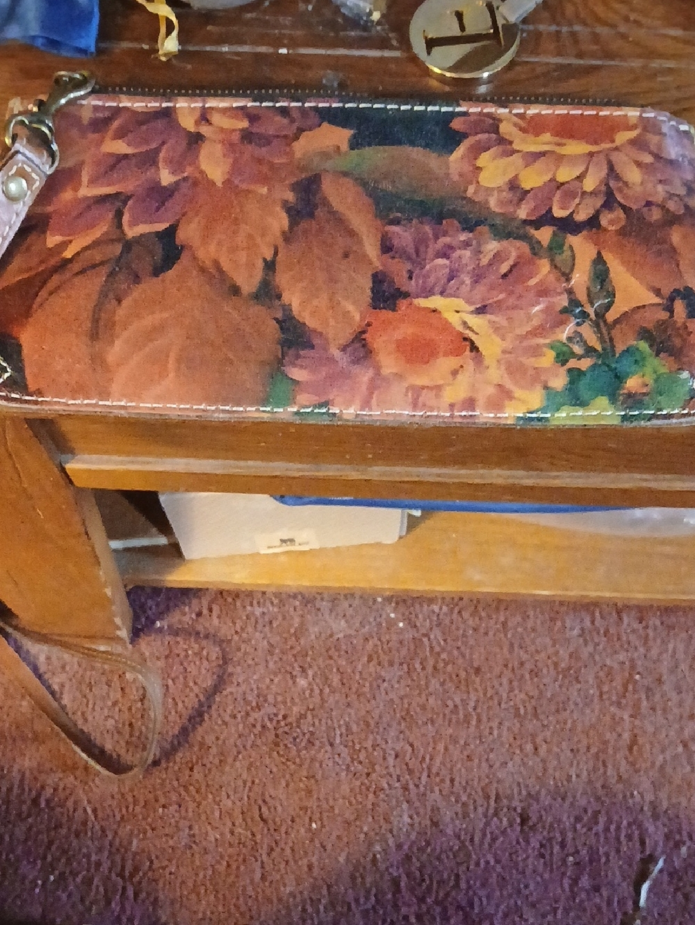 Patricia Nash Floral Printed Wristlet Clutch in Orange and Purple